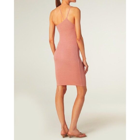 Enza Costa Silk Rib Asymmetrical Mini Dress in Peach Beige XSmall New Womens - Picture 10 of 13